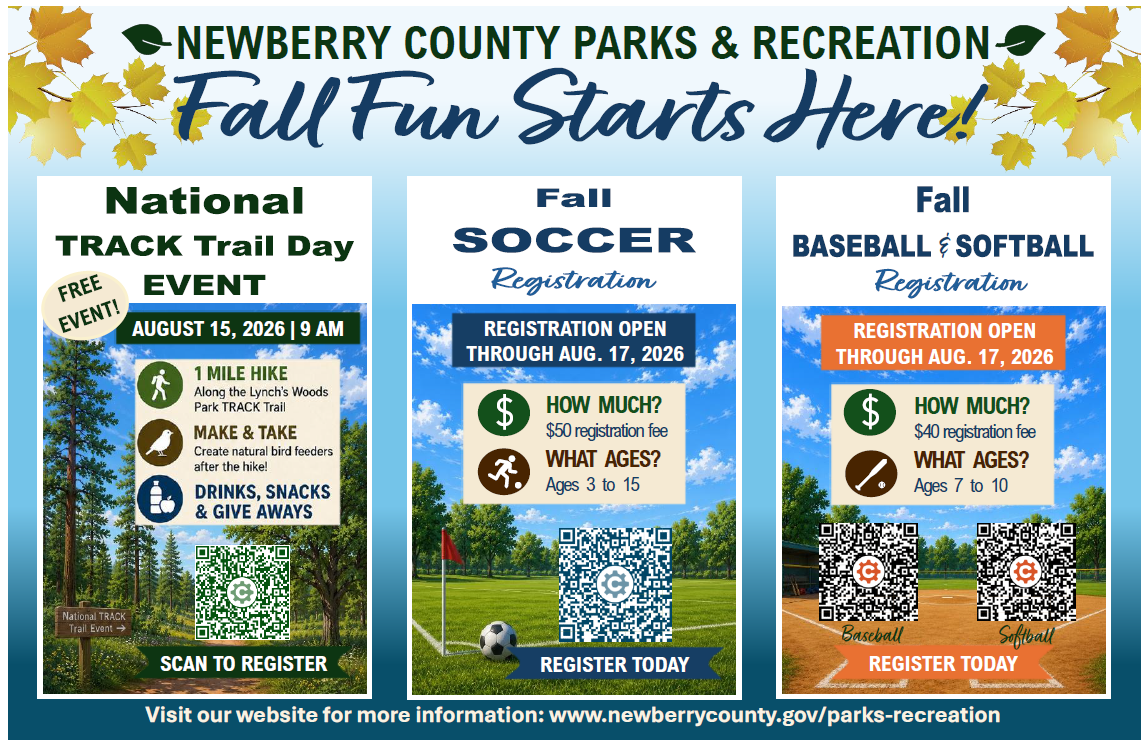 Picture of 2026 Parks and Recreation Marketing Post Card. Includes upcoming registrations.